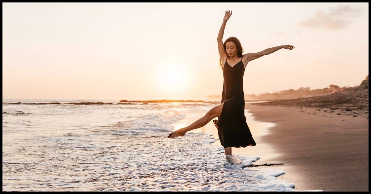 Dancing on the beach.